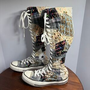 Converse Shoes Womens 7 Multicolor Chuck Taylor Patchwork Knee High Punk Boots